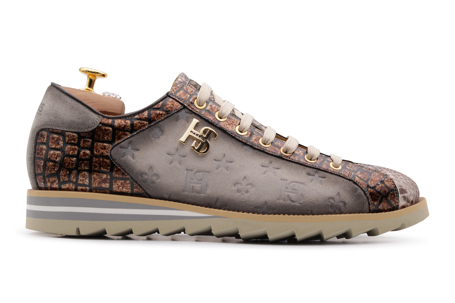 Sneakers in suede monogram e pitone – Harris Shoes 1913