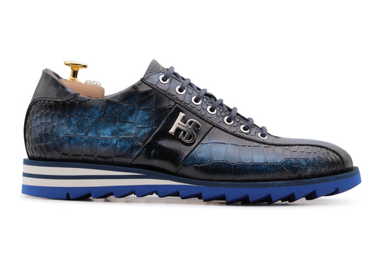 Sneakers in pelle effetto coccodrillo