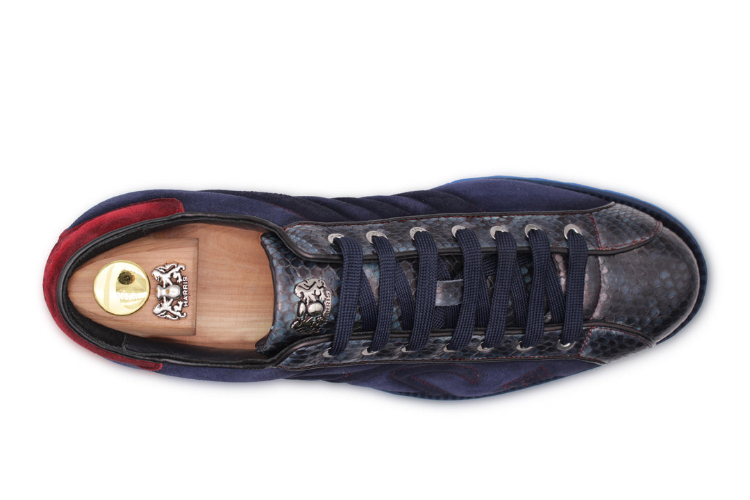 Sneaker in suede e pitone