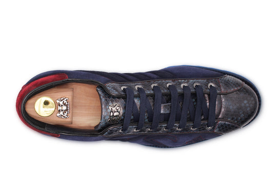 Sneaker in suede e pitone