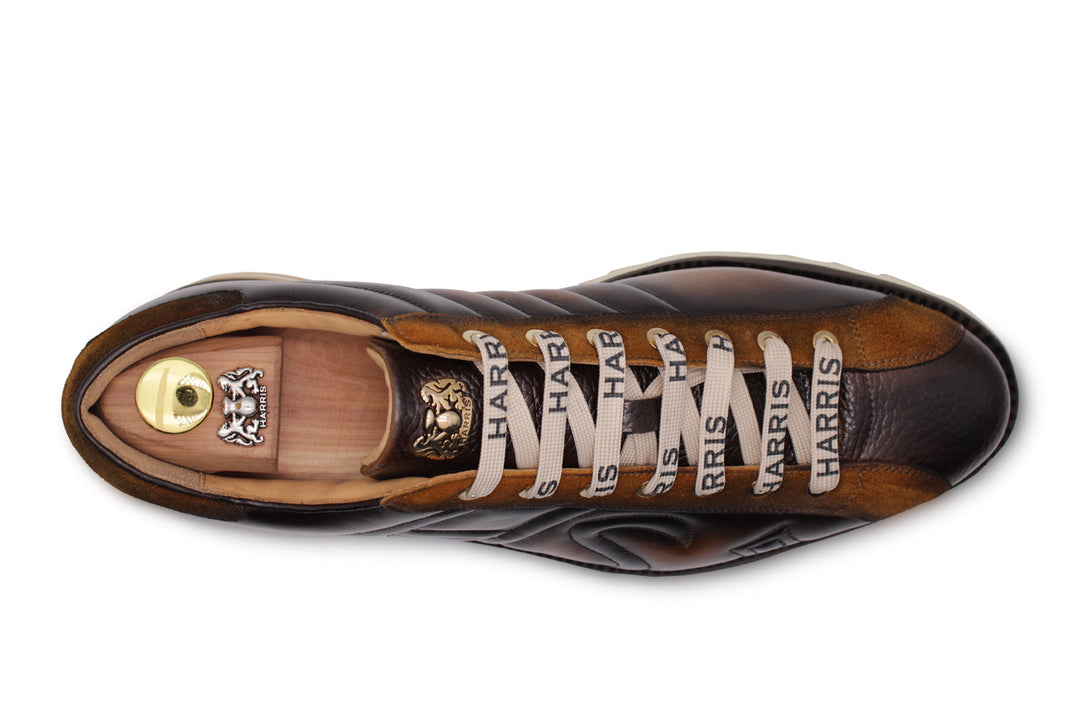 Sneakers in pelle dipinte a mano marrone