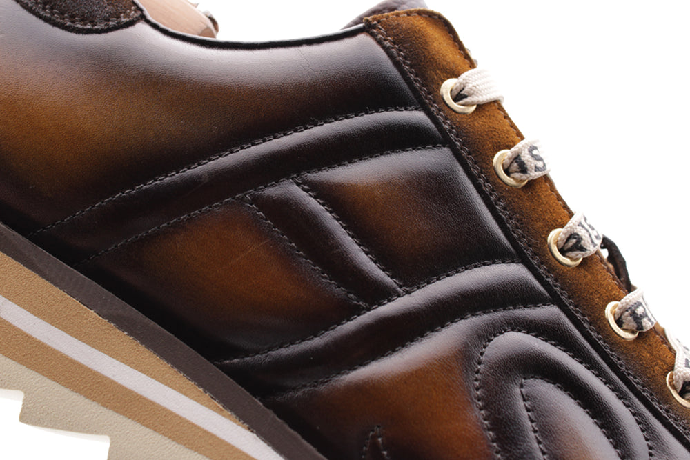 Sneakers in pelle dipinte a mano marrone