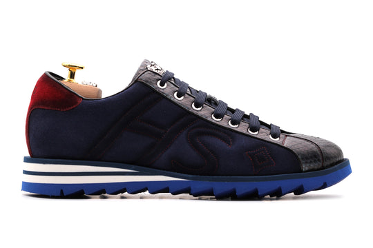 Sneaker in suede e pitone