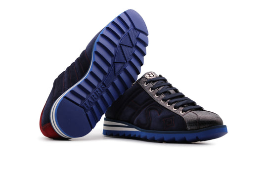 Sneaker in suede e pitone