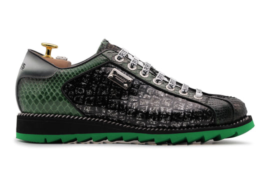 Sneaker in pitone ed effetto coccodrillo