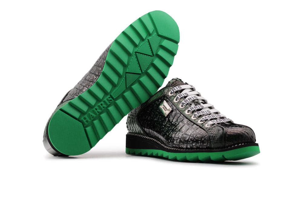 Sneaker in pitone ed effetto coccodrillo