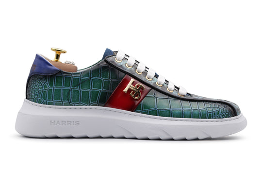 Sneaker in pelle stampata e pitone