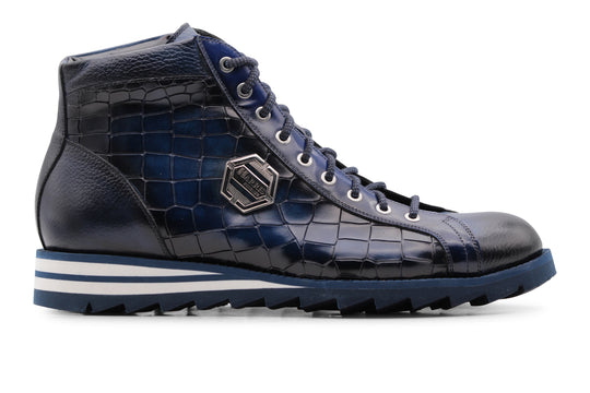 Botín de piel efecto cocodrilo pintado a mano