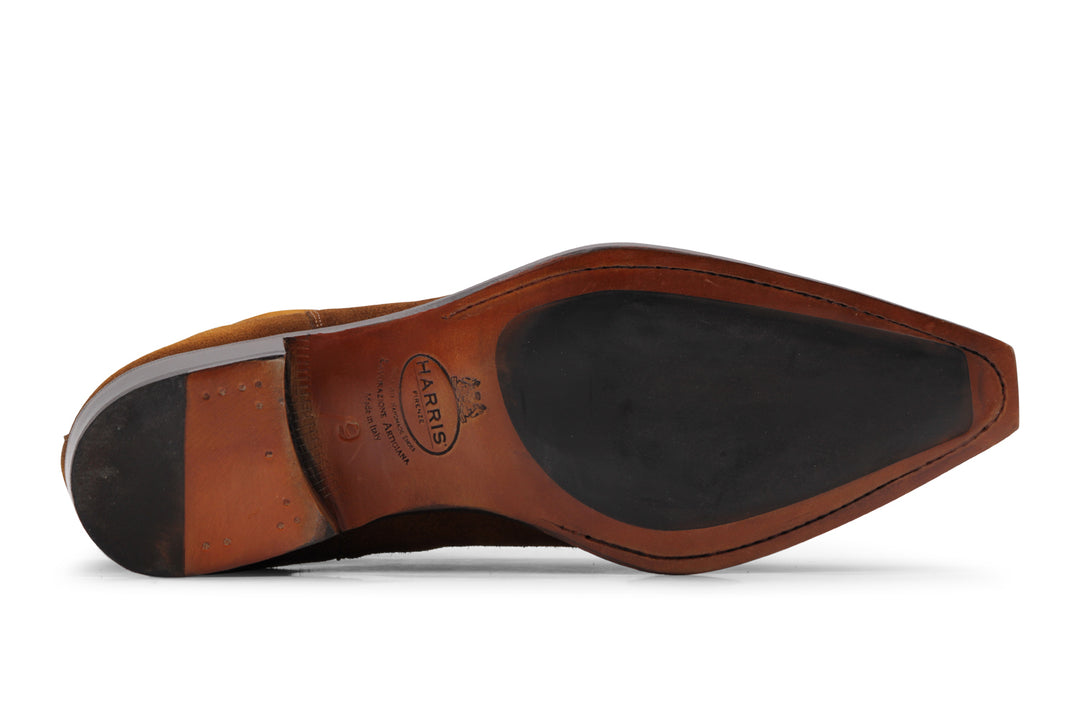 Botín texano en ante de color Cognac