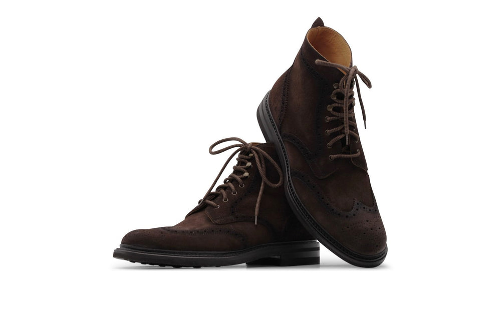 Bottine en daim Testa di Moro avec détails Brogue