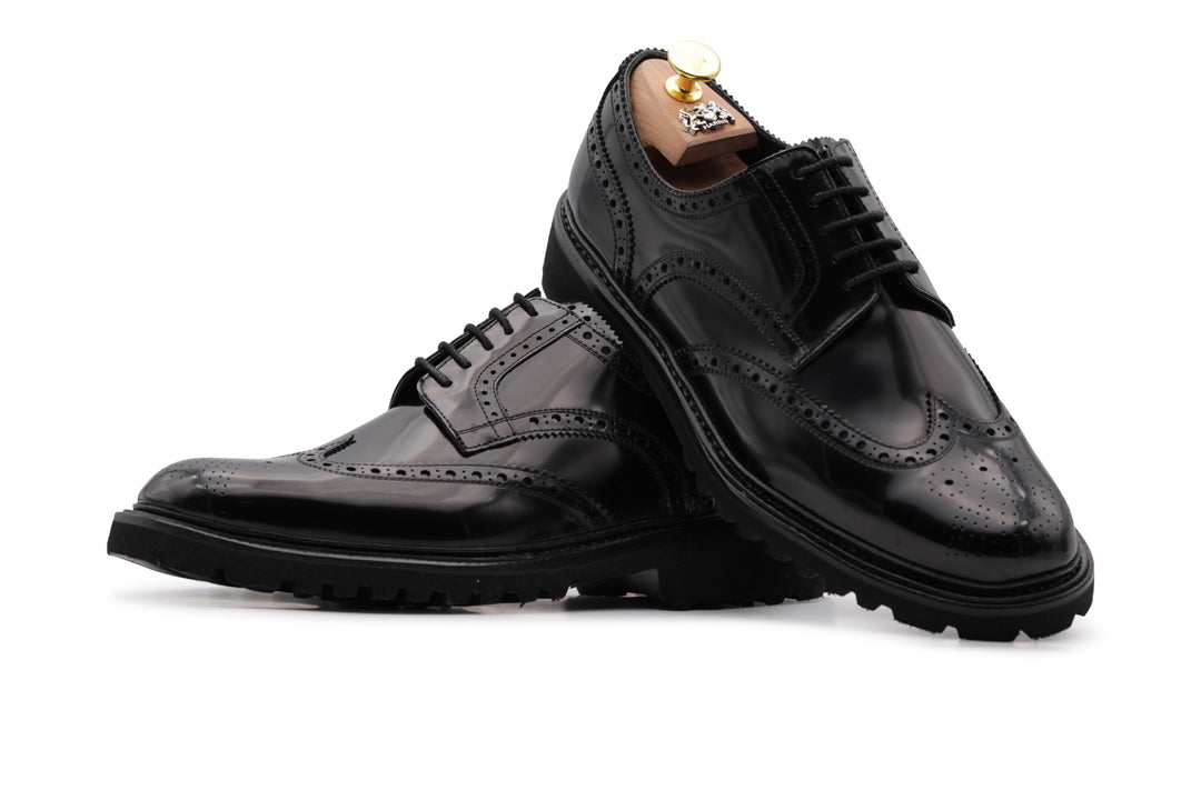 Derby in pelle spazzolata e suola in gomma