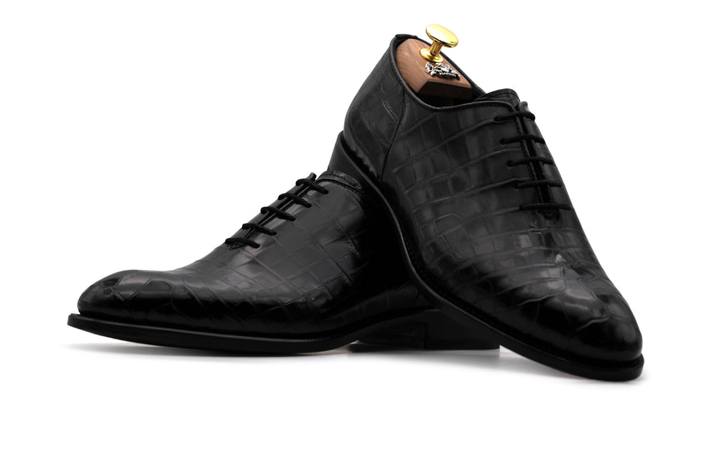 Black crocodile leather Oxford
