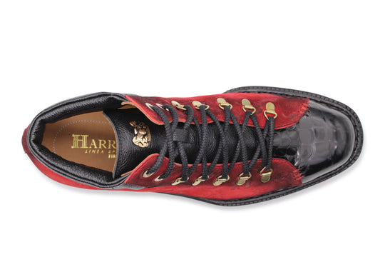 Polacchino in pelle scamosciata effetto coccodrillo