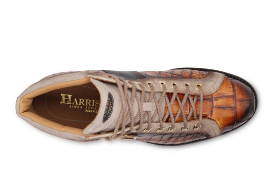 Bottine en cuir effet crocodile