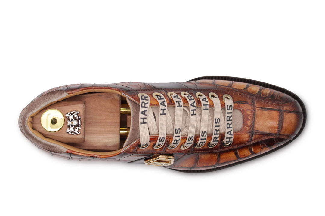 Sneakers con effetto coccodrillo