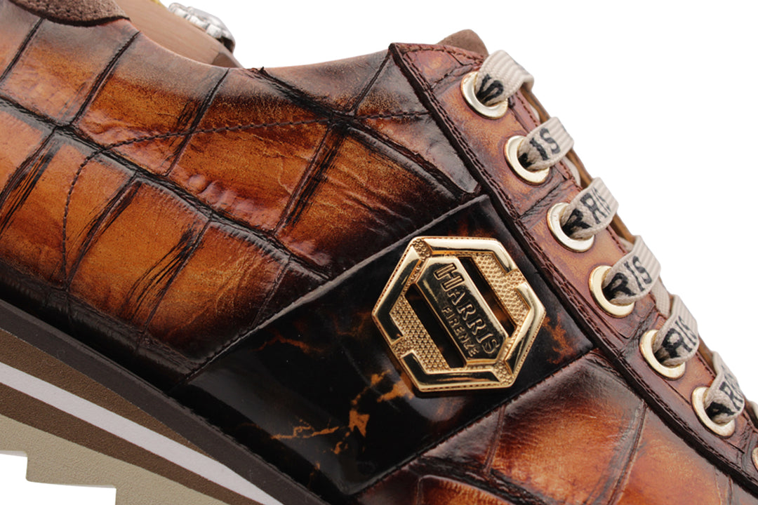 Sneakers con effetto coccodrillo