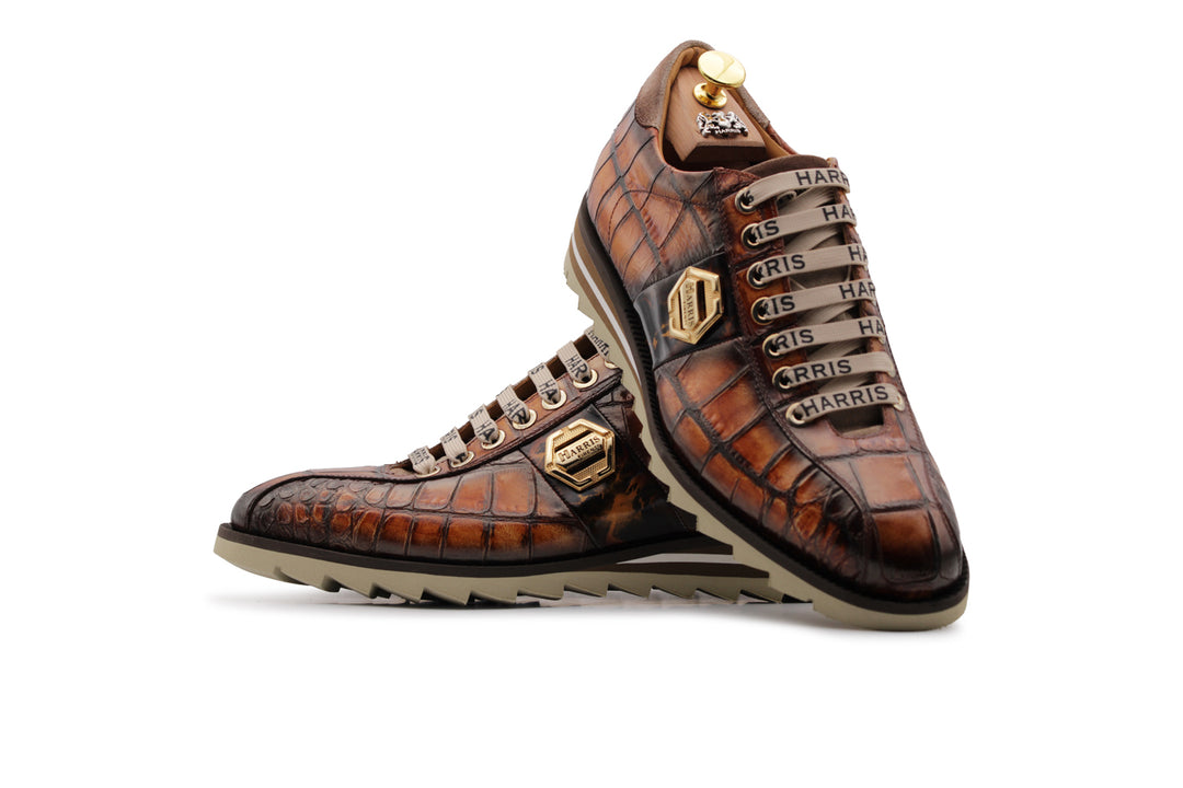 Sneakers con effetto coccodrillo