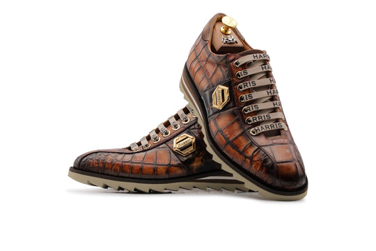 Sneakers con effetto coccodrillo