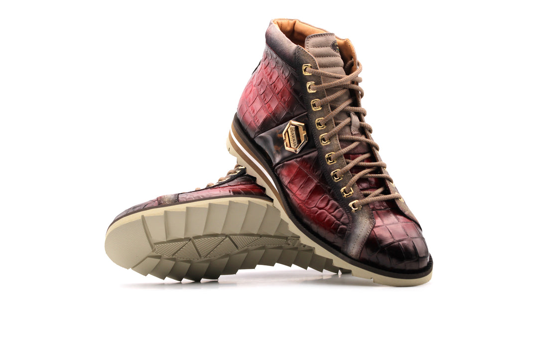 Polacchino in pelle effetto coccodrillo