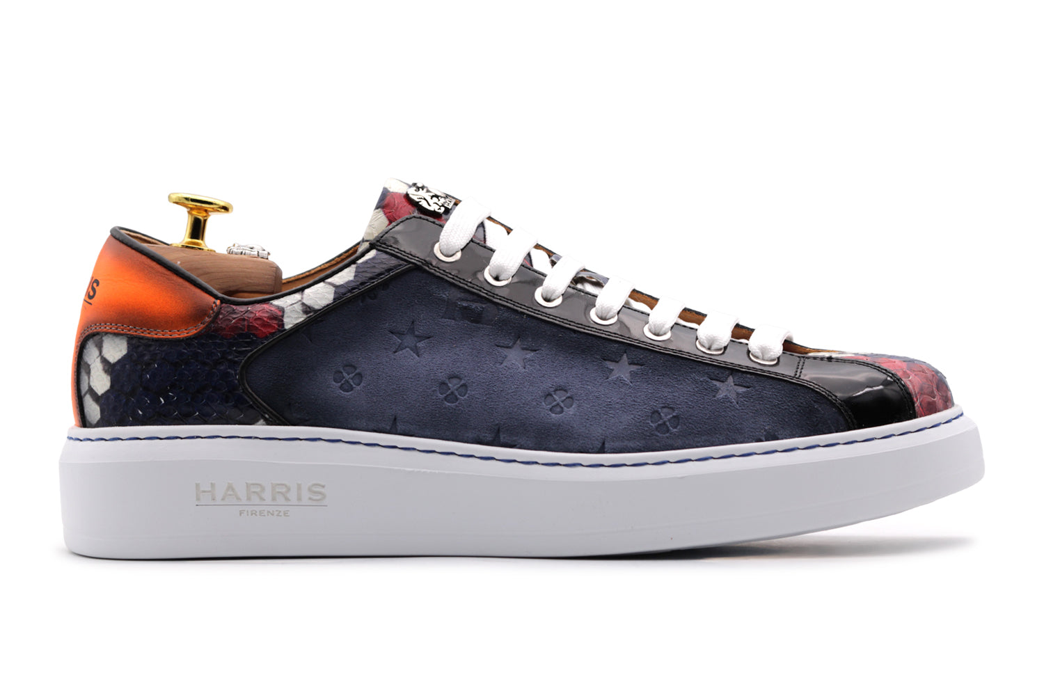 Sneakers in camoscio monogram e pitone – Harris Shoes 1913