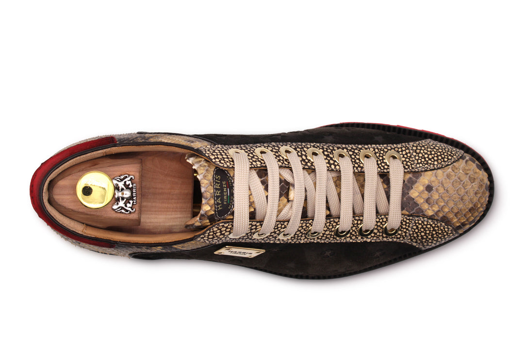 Sneakers in camoscio monogram e pitone