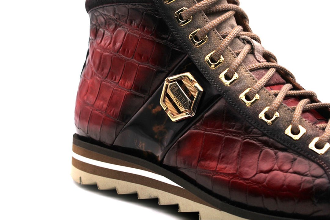 Polacchino in pelle effetto coccodrillo