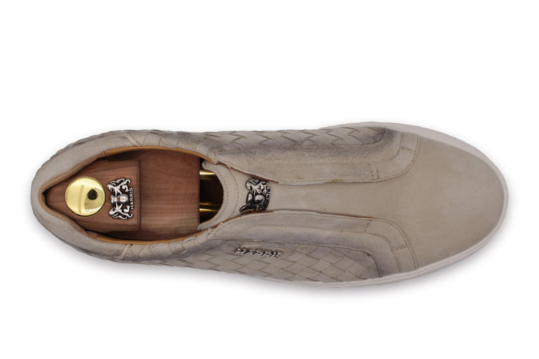 Zapatillas slip-on de piel tejida