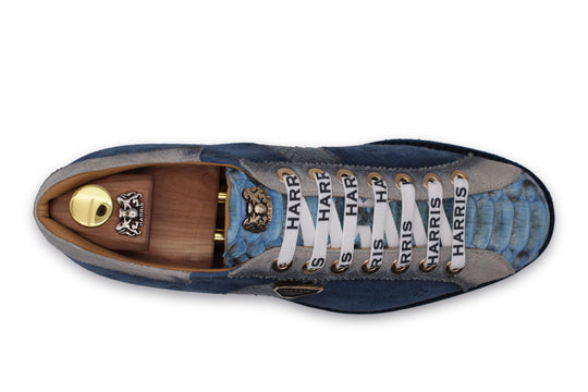 Sneakers in suede e pitone