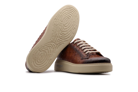 Baskets en cuir imprimé effet autruche