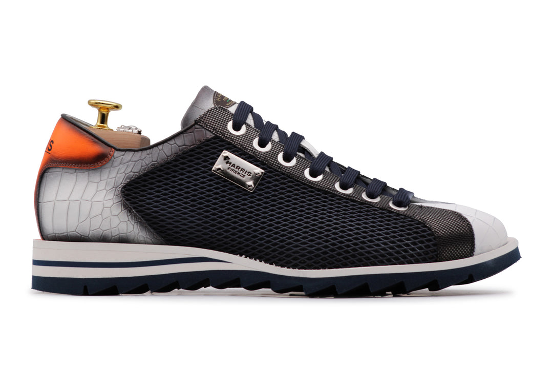 Crocodile print sneakers with perforated effect