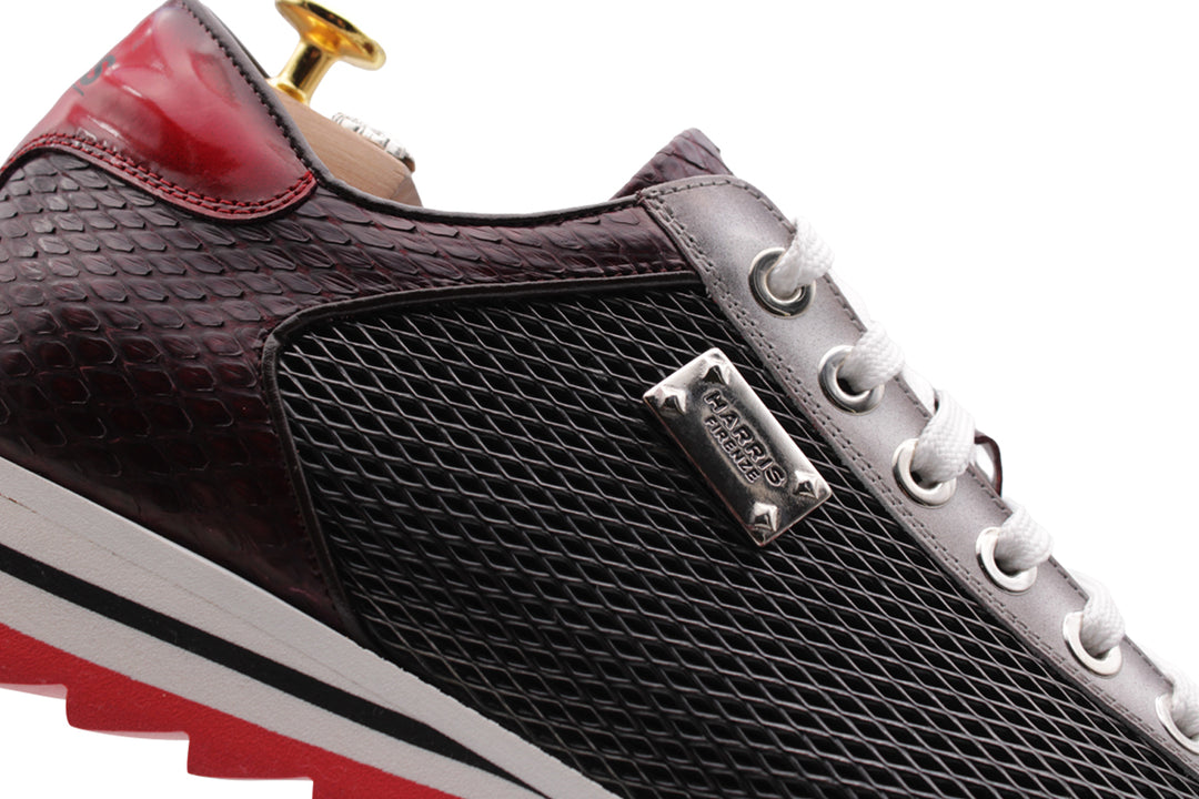 Sneakers in pelle stampata e pitone