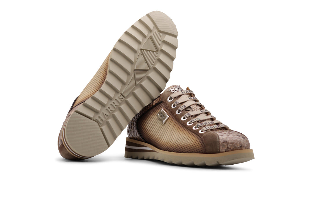 Sneakers effetto forato e pitone