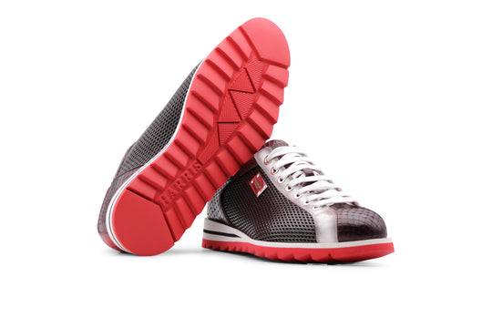 Sneakers in pelle stampata e pitone