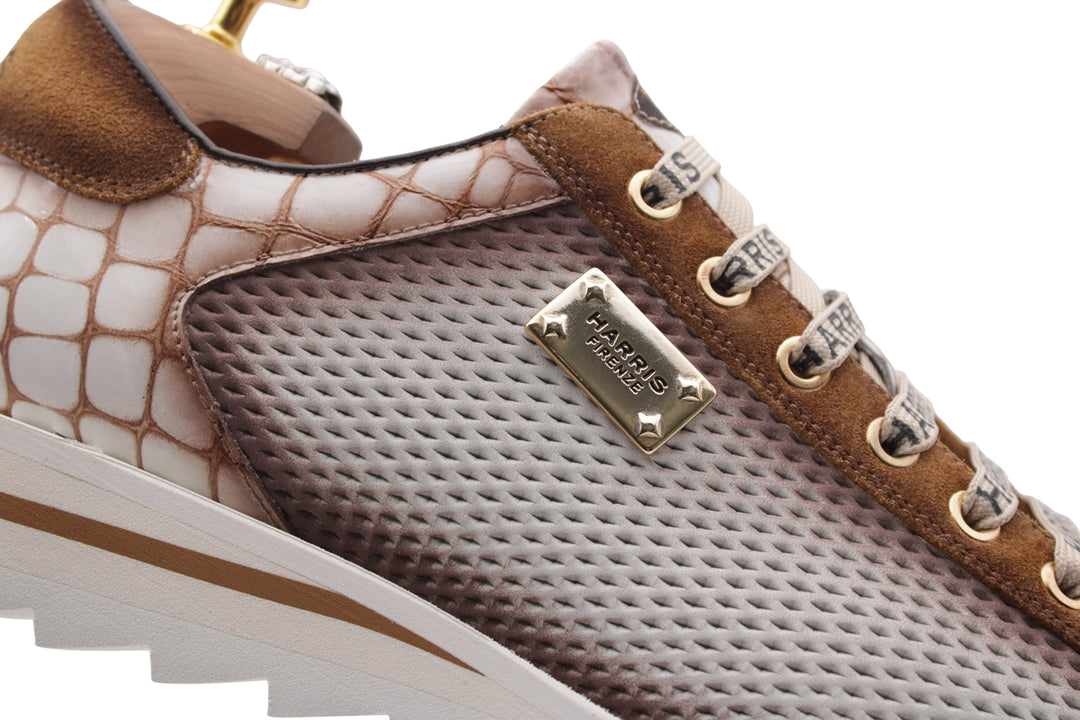 Crocodile effect and perforated sneakers