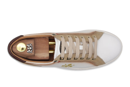 Sneakers in pelle e suede con ricamo