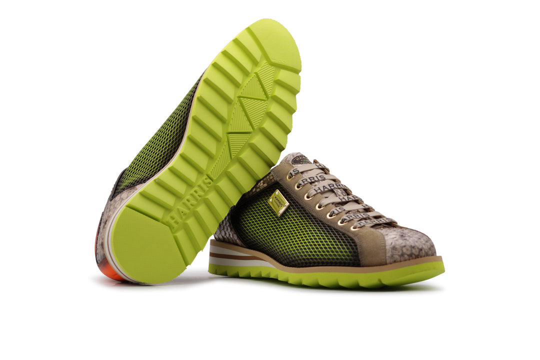 Sneakers effetto forato e pitone