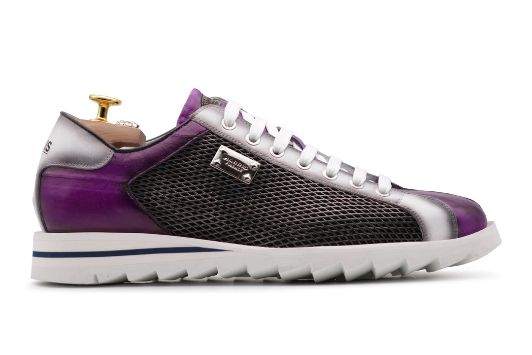 Sneakers in pelle stampata con dettagli in anguilla Viola