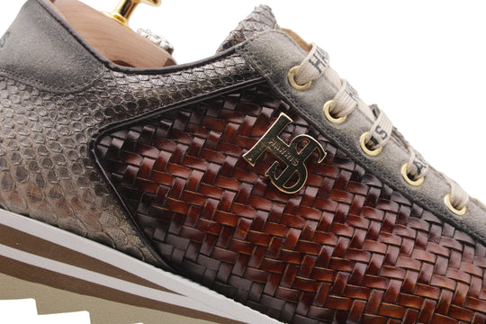 Sneakers aus gewebtem Leder und Python