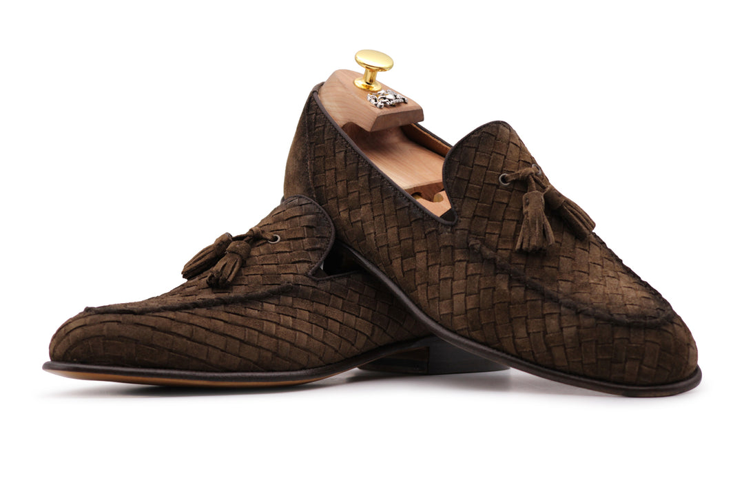 Mocassino in suede intrecciato