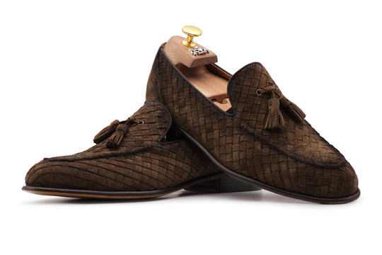 Mocassino in suede intrecciato