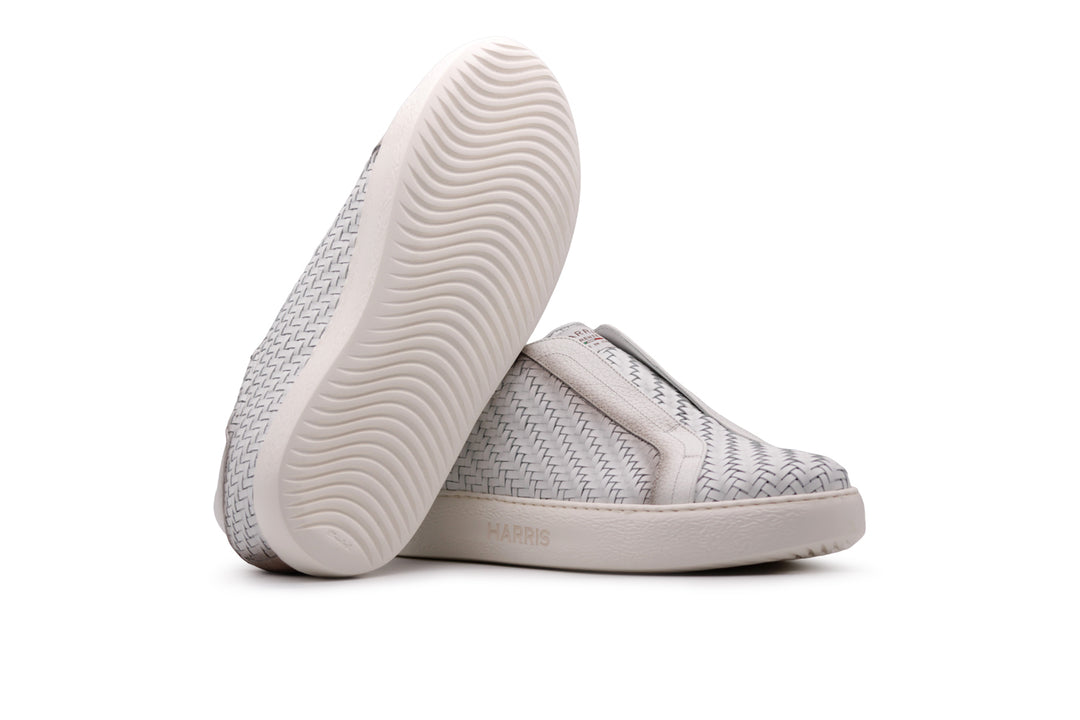 Sneakers slipon in pelle intrecciata