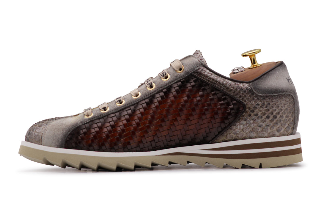 Sneakers aus gewebtem Leder und Python