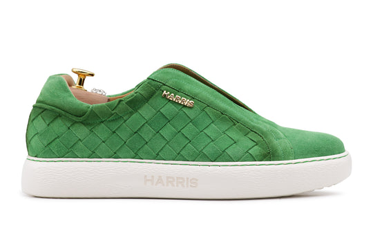 Sneakers slipon in pelle intrecciata