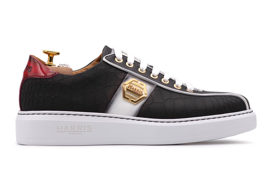 Sneakers in pelle gommata effetto coccodrillo