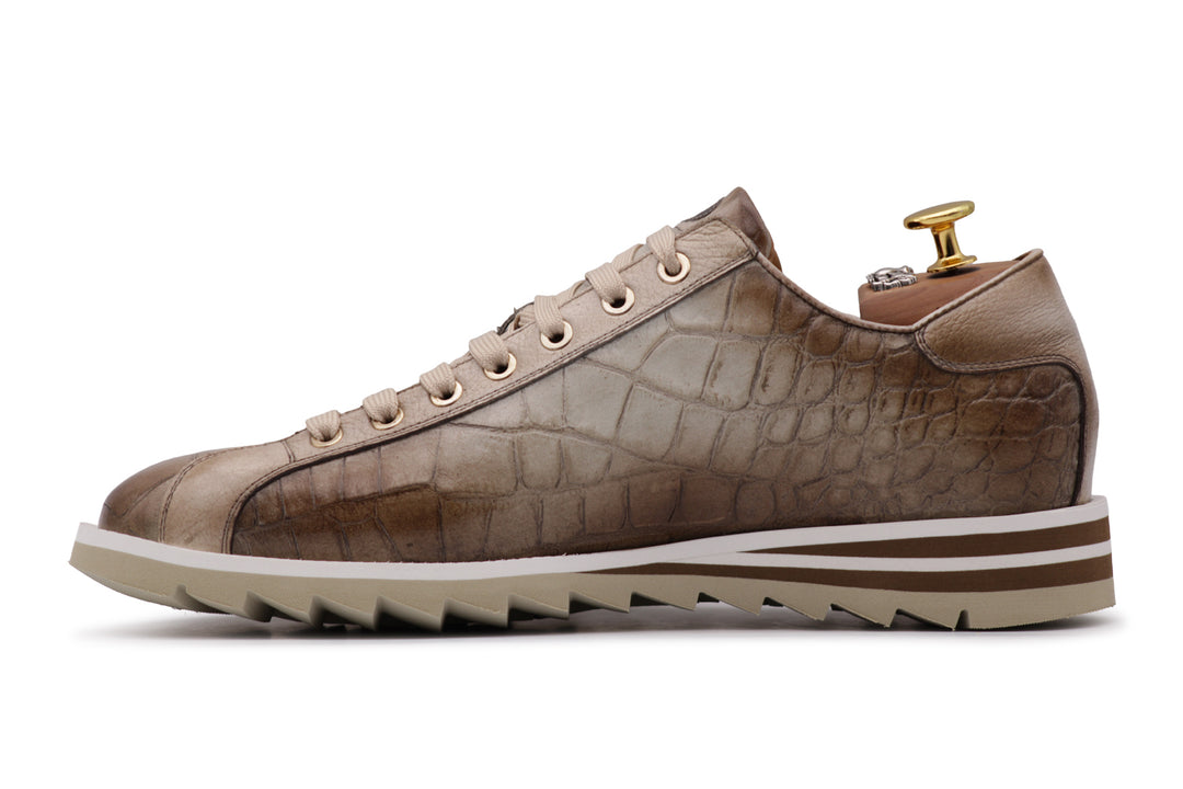Sneakers in pelle stampata effetto coccodrillo Himalaya