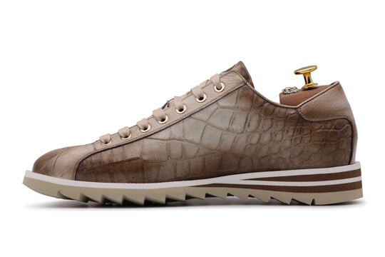 Sneakers in pelle stampata effetto coccodrillo Himalaya