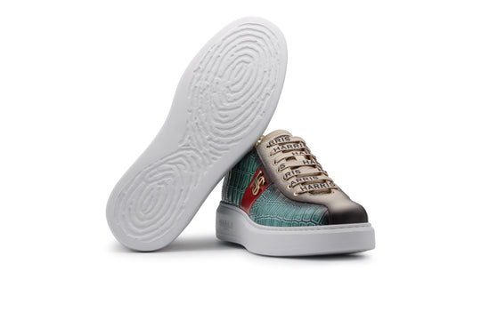 Printed leather sneakers